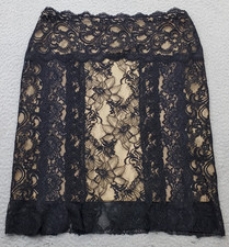 Nicole Miller Mini Skirt Womens Large Multi Floral Lace Overlay Lined USA Made