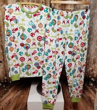 The Grinch White Print Mens Dr. Seuss Long Sleeve Top/Pants Pajama Set Medium
