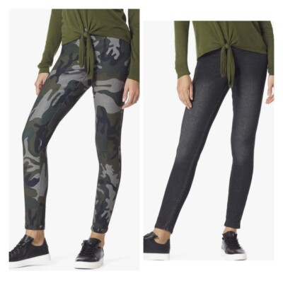 HUE Camo/Black Reversible High Rise Leggings/Jeggings Pullon 2X NWT 40x29 
