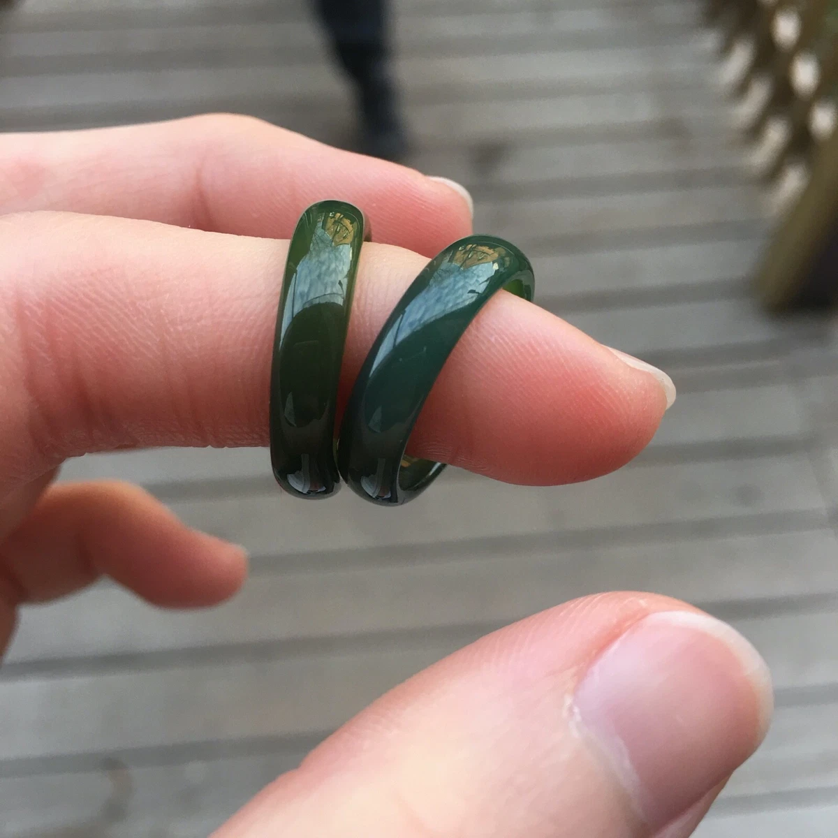 Beautiful Dark Green Jade Band Ring 5 6MM Wide Men s women a girl