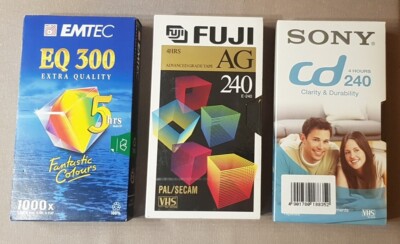 3 VHS Leerkassetten EMTEC EQ 300 FUJI E240 SONY CD 240 Neu in OVP