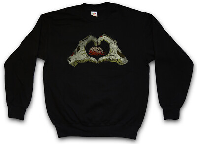 ZOMBIE HEART SWEATSHIRT PULLOVER Living Dead The Walking Fun Smile Zombies Brain