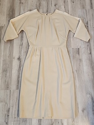 Vtg 1950s Wiggle Dress Off White With Lace Detailing 3/4 Sleeve Rockabilly  | eBay