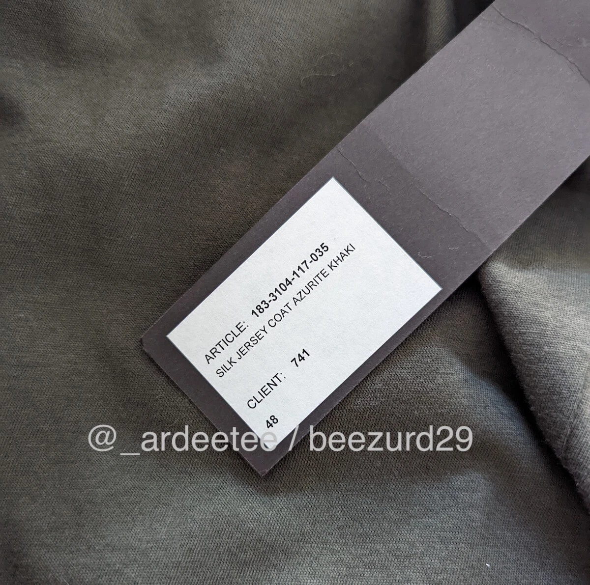*NWT* HAIDER ACKERMANN AZURITE SILK JERSEY LONG COAT $3,000 (GREEN/KHAKI 48) - product detail image 10