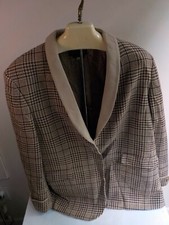 GIORGIO ARMANI Made in Italy Plaid 1 Button Plaid Blazer Shawl Collar-Wool-SZ 48