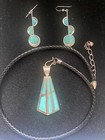 JAY KING 3 PIECE AZURE PEAKS TURQUOISE PENDANT ,EARRINGS ,BRAIDED LEAThER CORD🩵 — photo 6
