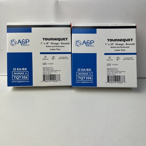 2 NEW 50PACK ASP Medical Disposable Tourniquets 1" x 18" ORANGE Smooth
