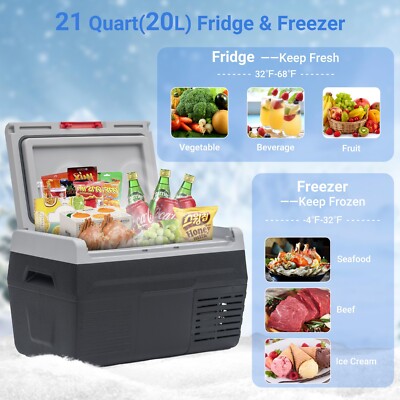 SMAD 21QT/20L Car Fridge Mini Refrigerator Portable Truck Compressor Freezer RV