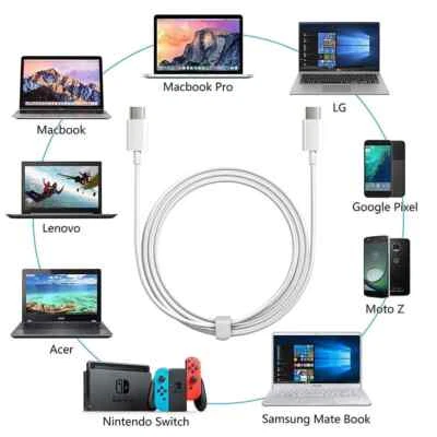 Câble USB C vers USB C 100W Charge Rapide iPhone Samsung iPad Mac - Photo 1/4