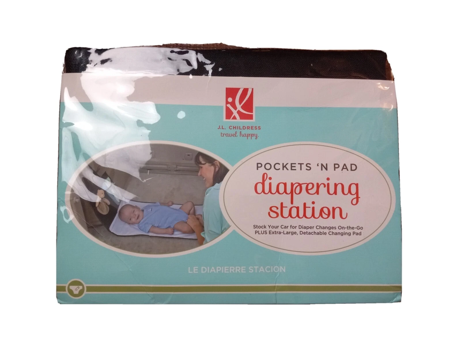 J L Childress New Diapering Station To Go Black &White Baby Diaper Changing Pad