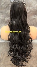 PONYTAIL HAIR PIECE EXTENSIONS EXTRA LONG WAVY LAYERED DARK BROWN 2 NWT