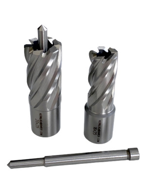 HSS Kernbohrer mit Weldon-Aufnahme von Ø 12 mm bis Ø 50 mm - Schnitttiefe 30 mm