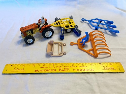 Vintage New-Ray Diecast Farm Motor Tractor and Marx Plastic Farm Implements - Picture 2 of 19
