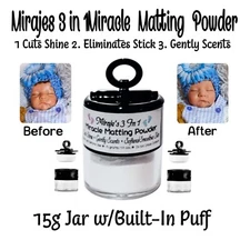 Miraje's 3 In 1 Miracle Matting Powder For Silicone Baby Dolls! (15g JAR w/PUFF