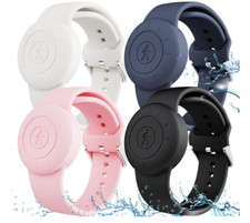 4 Pack Airtag Bracelet Waterproof Silicone Wristband Pink White Blue  Black NEW