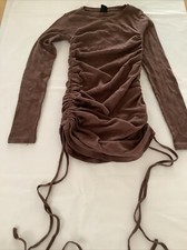 Urban Outfitters Womens Brown Jersey Ruched Sides Mini Dress Size XS