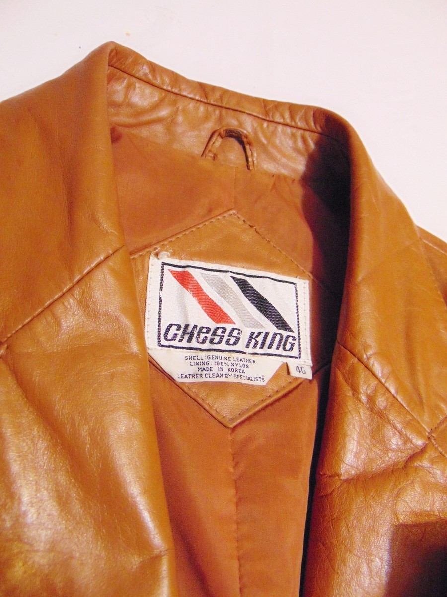 CHESS KING Vintage 70's/80's Leather Jacket Size 40 Tan CHESS KING Vintage 70's/80's Leather Jacket Size 40 Tan