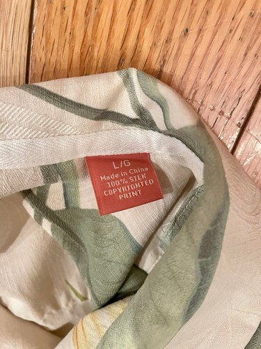 Camisa Tommy Bahama Para Hombre Talla L Hawaiana 100% Seda Floral Pájaro del Paraíso - Imagen 3 de 8