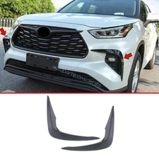 Glossy Black Front Fog Light Lamp Strip Cover For Toyota Highlander 2020 21-2023