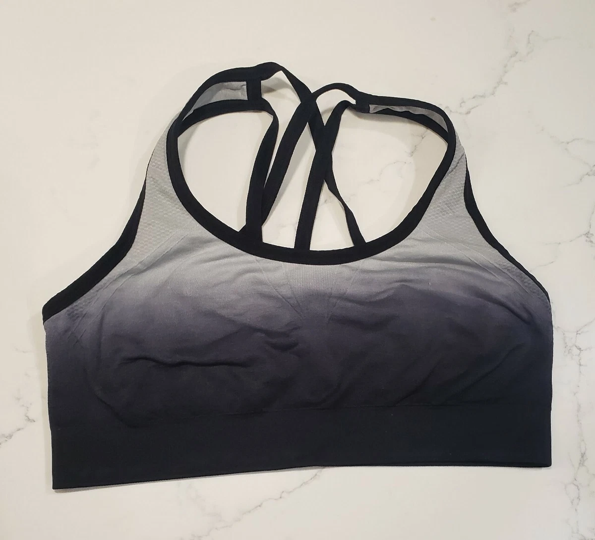 MTA Sport Women’s Black Ombre White Sports Bra Size Medium 48711