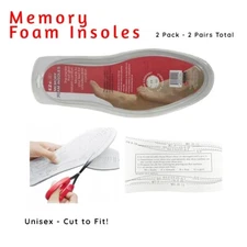 2Pk Memory Foam Shoe Insoles Unisex Arch Support Heel Comfort Pain Relief Pad