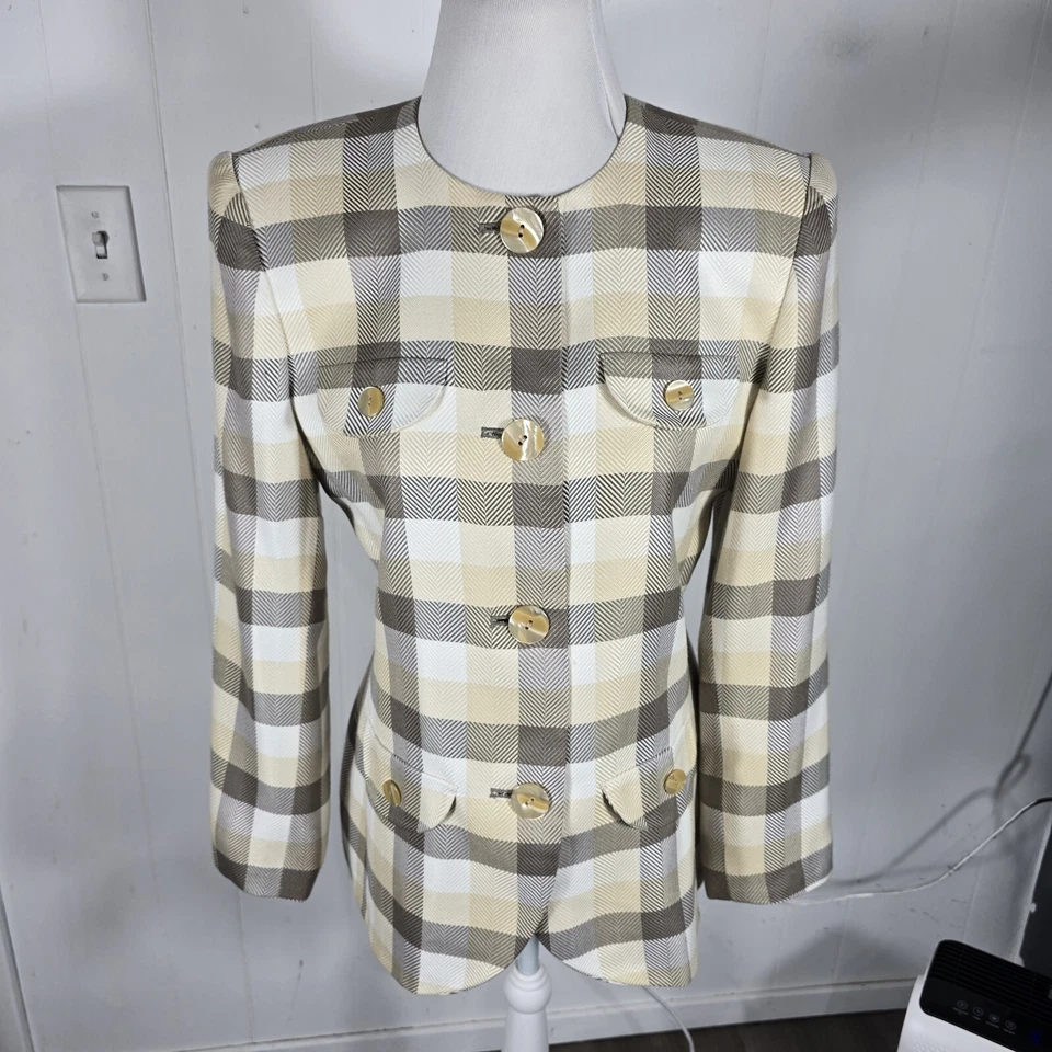 Traje Falda Kasper Wms Talla 8 Multicolor Viscos Rayón S42 Foto 3 de 4