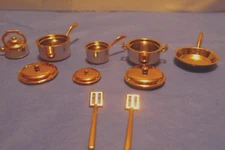 Dollhouse Miniature  1/12" Scale Plastic Copper Colored Set