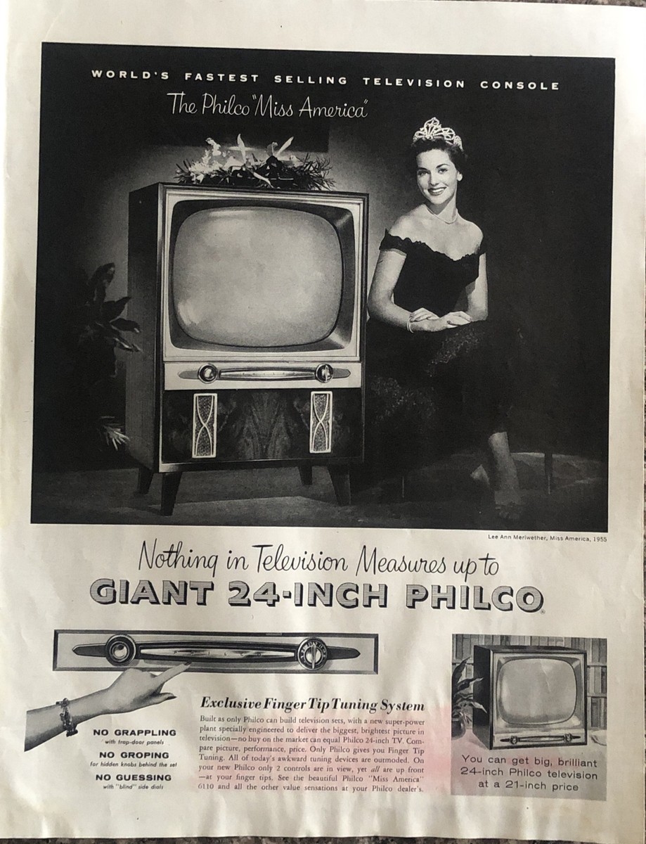 1954 Lee Ann Meriwether Philco PRINT AD Miss America Television