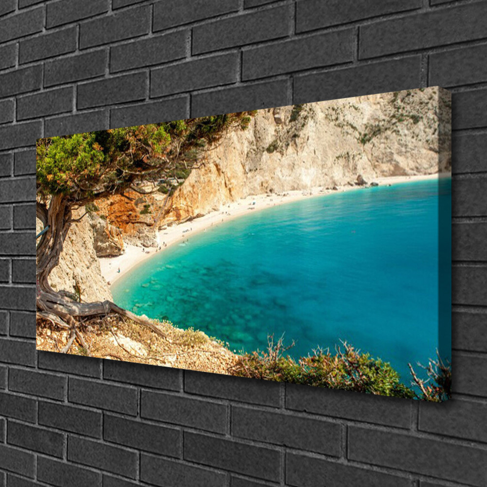 Image paysage de baie azur et arbre deco murale moderne en toile 100x50
