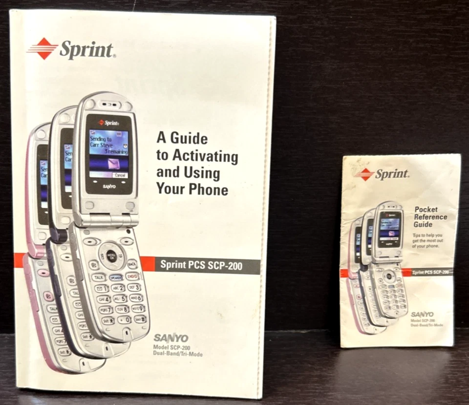 Vtg Sprint PCS SCP -200 Phone User Guide Sanyo 2005 W/ Pocket Reference Guide - Image 2 of 4