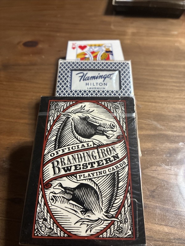 Lot Of 3 Playing Cards By Branding Iron New Flamingo Hilton Used And Generic Set