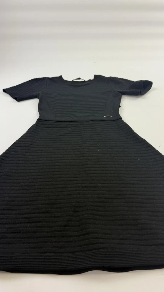 Vestido Elisabetta Franchi para mujer IT 42 negro ajustado y acampanado tejido línea A hecho en Italia Foto 2 de 4