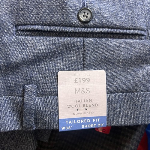 Marks and spencer M&S Mens Tailored Fit Wool Rich Tweed FLANNEL Trousers blue - Picture 6 of 10