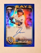 Jonny Deluca 2024 Topps Chrome RC AUTO BLUE REFRACTOR 069/150 Rays #RA-JDE T6