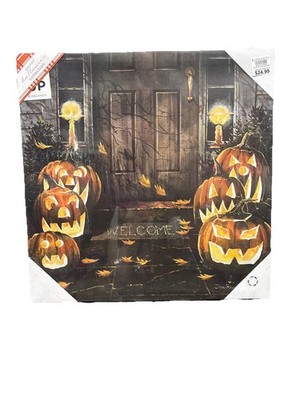Kirkland Halloween Haunted Mansion Lightup  Pumpkin Picture 18x18 Canvas Print