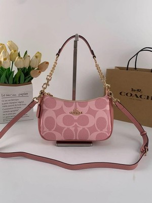 Coach Teri Schultertasche aus charakteristischem Canvas CAL51 puderrosa neu m...