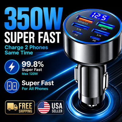 #ad 350W USB Car Charger PD QC3.0 Type C Adapter Fast Charging for iPhone Samsung $3.79