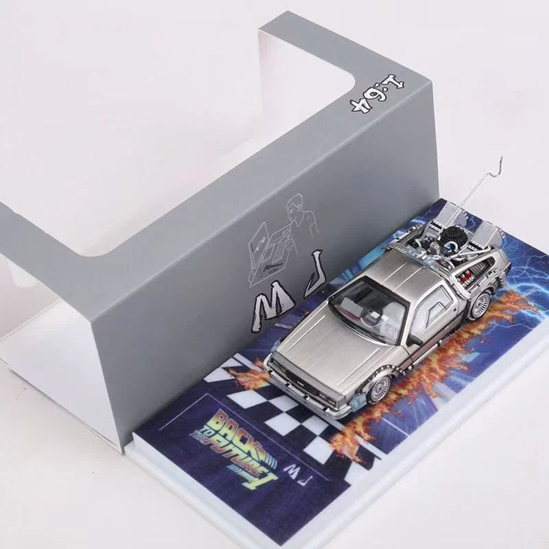 MJ 1/64 Back To The Future (First 1-3) Time Machine Delorean Diecast Car Model - Image 3 of 4