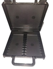 VINTAGE BLACK HARD PLASTIC 20 CASSETTE TAPE STORAGE CARRY CASE HOLDER PORTABLE