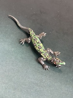 Vintage Sterling Silver Salamander Brooch 