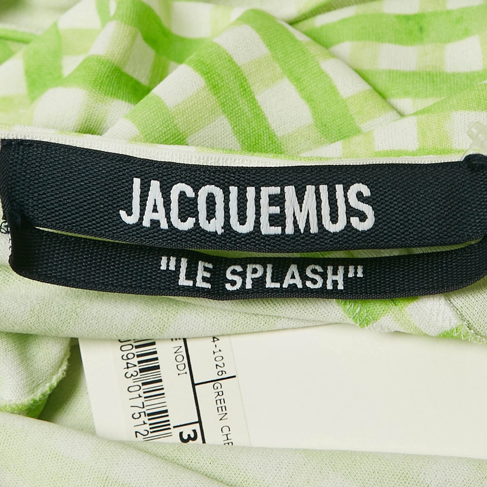 Abito midi Jacquemus verde stampa a quadri jersey La Robe Nodi M