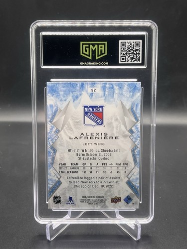 2022-23 Upper Deck Ice #92 Alexis Lafreniere New York Rangers GMA 9 - Picture 2 of 2