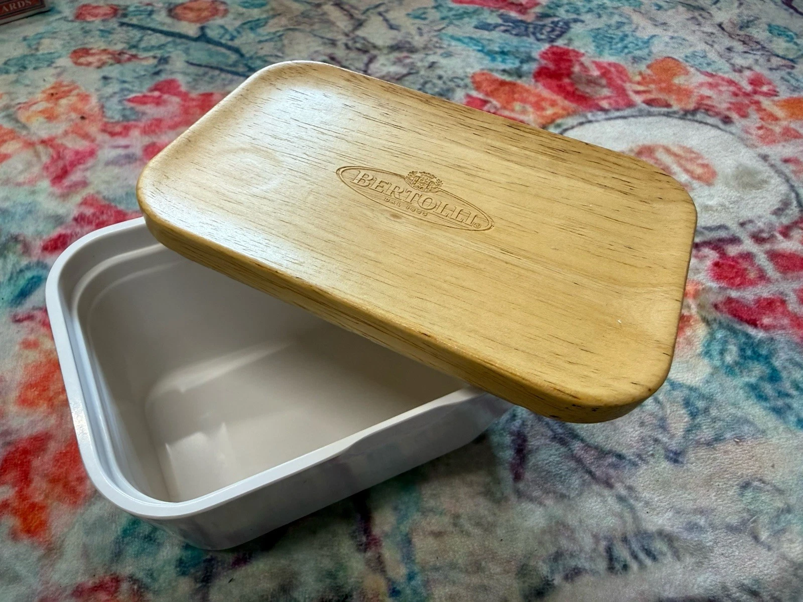 Bertolli Olive Spread Limited Edition Melamine With Wooden Lid Butter Dish VGC