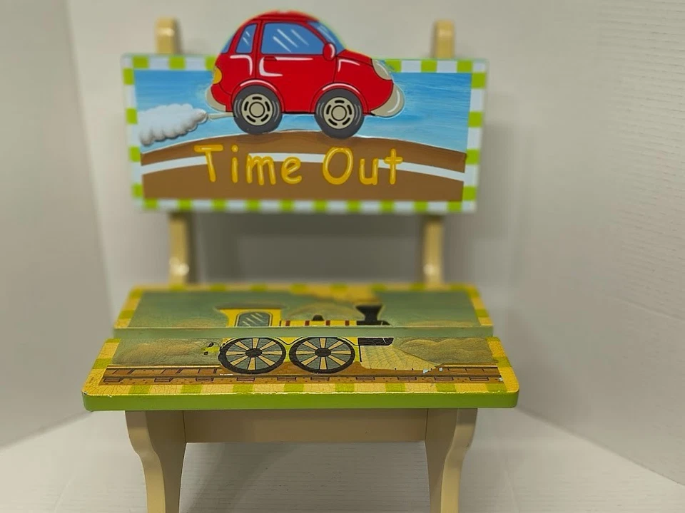 Cadeira Teamson Fantasy Fields transporte madeira tempo limite descontinuada rara - Imagem 3 de 4