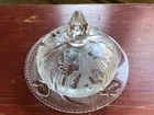 Vintage Depression Glass Iris Herringbone Clear Butter Dish