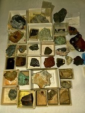 Heulandite Quartz Copper Iron Mixed Mineral Specimen Collection Boxed Lot  T8
