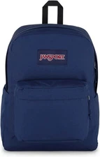 JANSPORT Blue SuperBreak Backpack School Bag with Water Bottle Pocket