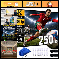 250" Outdoor Projector Screen - 4K Full HD Home Theater, Portable  Easy Setup