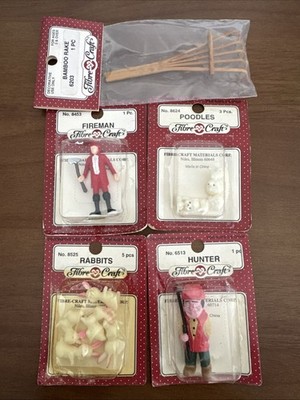 Nos, Rare VINTAGE FIBRE CRAFT MINIATURE FIGURINES Lot Of 5