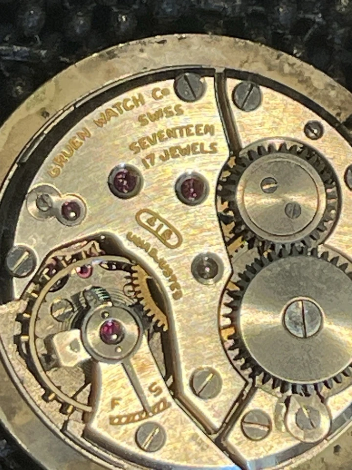 Movimiento Reloj Bolsillo Vintage Gruen Veri-Thin Precisión 17 Joyas Foto 4 de 4